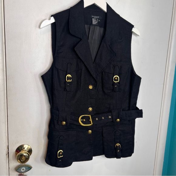 Sandro Jackets & Blazers - Sandro cotton and linen blend gold tone hardware vest belted beautiful staple